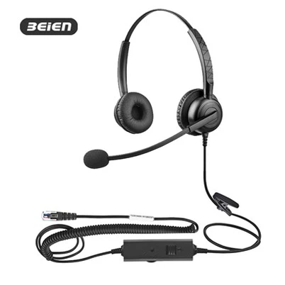 Xov tooj Binaural Headset Nrog Boom Mic RJ9