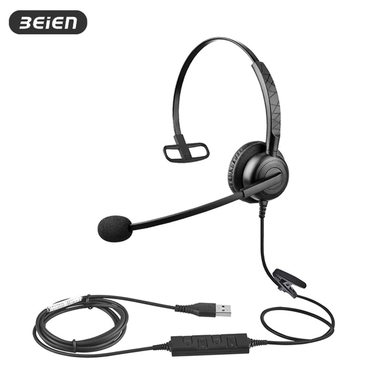 USB Hu Rau Lub Chaw Wired Headset Nrog Mic